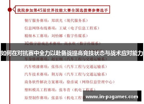 如何在对抗赛中全力以赴备战提高竞技状态与战术应对能力